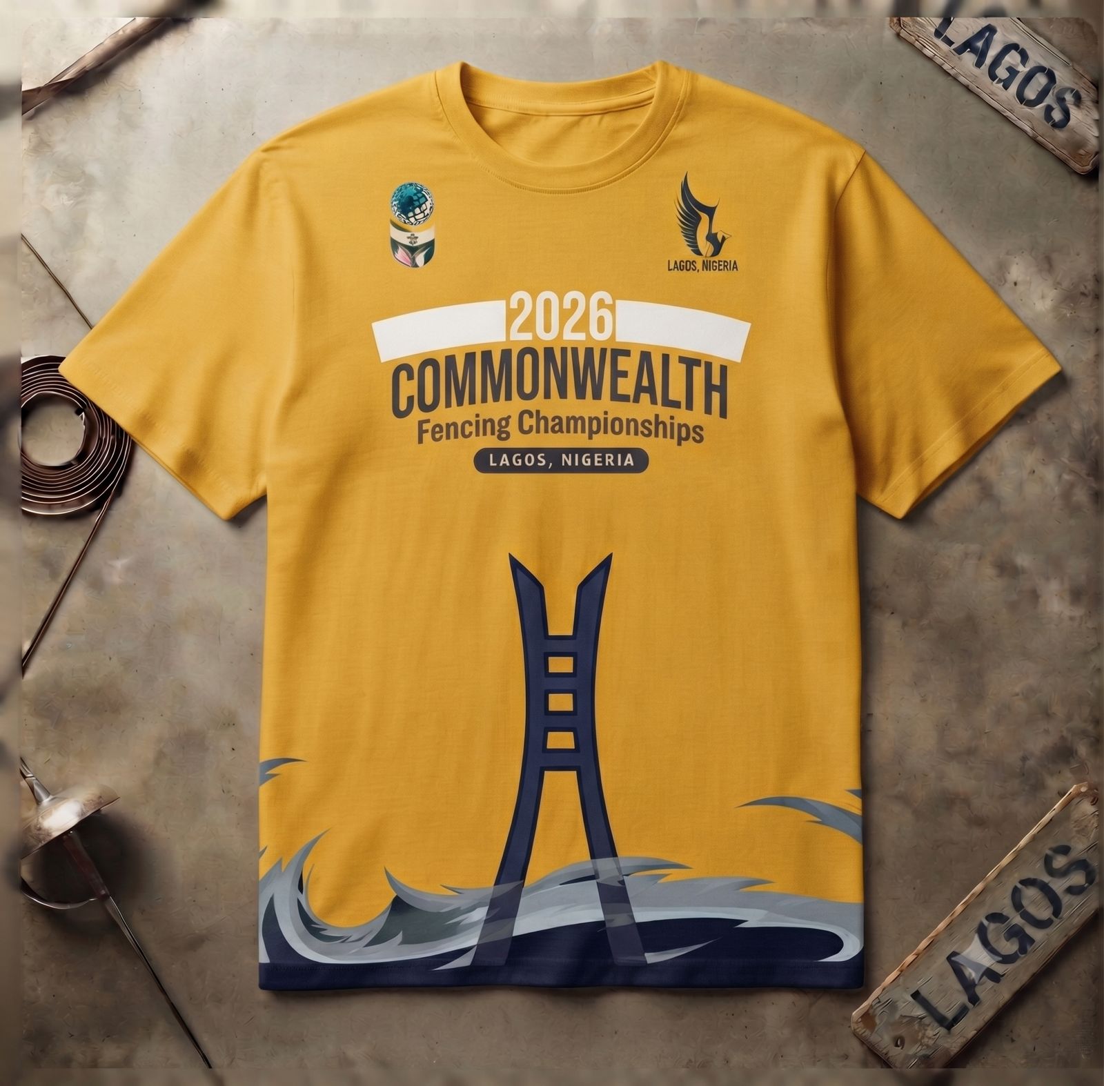 2026 Commonwealth Fencing Championships t-shirt - yellow