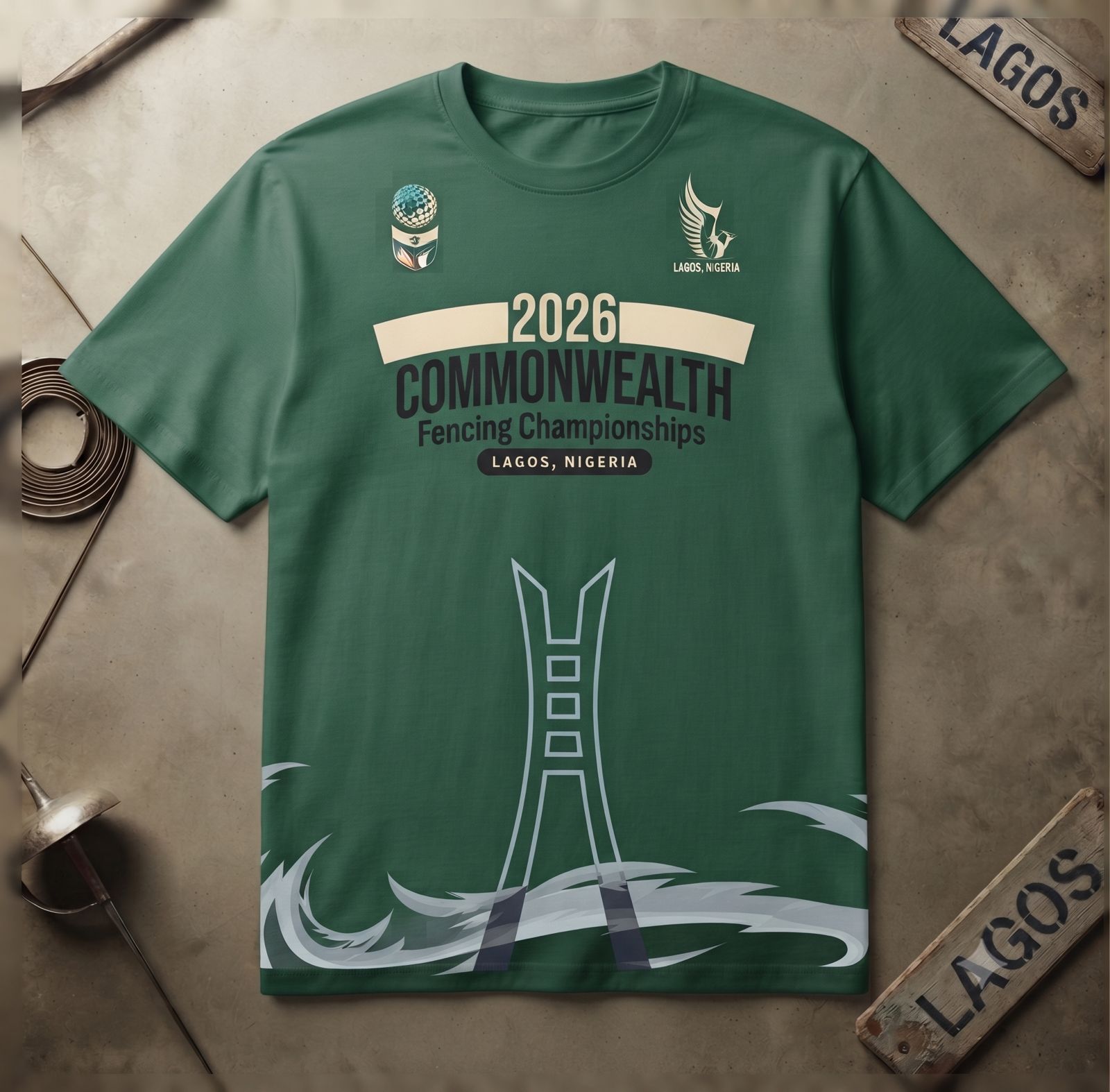 2026 Commonwealth Fencing Championships t-shirt - green