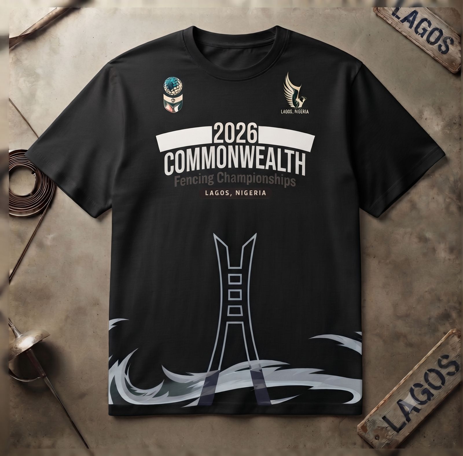 2026 Commonwealth Fencing Championships t-shirt - black