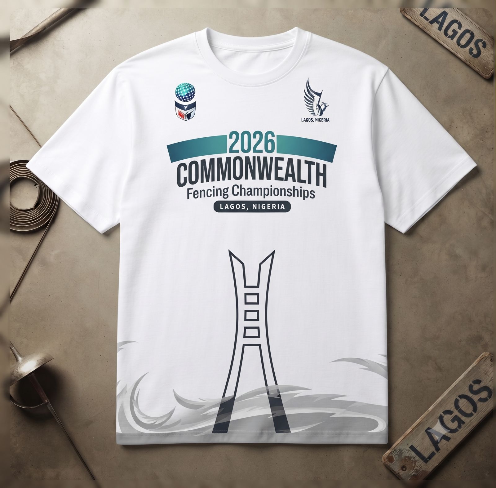 2026 Commonwealth Fencing Championships t-shirt - white